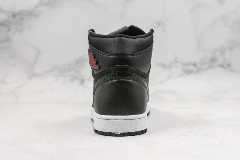 Jordan 1 Retro High Black Satin Gym Red